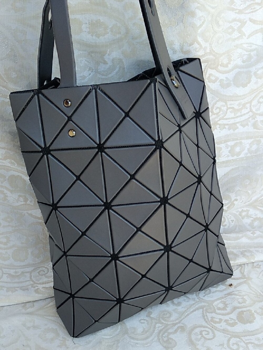 Issey Miyake Geometric Tote in Matte Gray - Picture 7 of 15